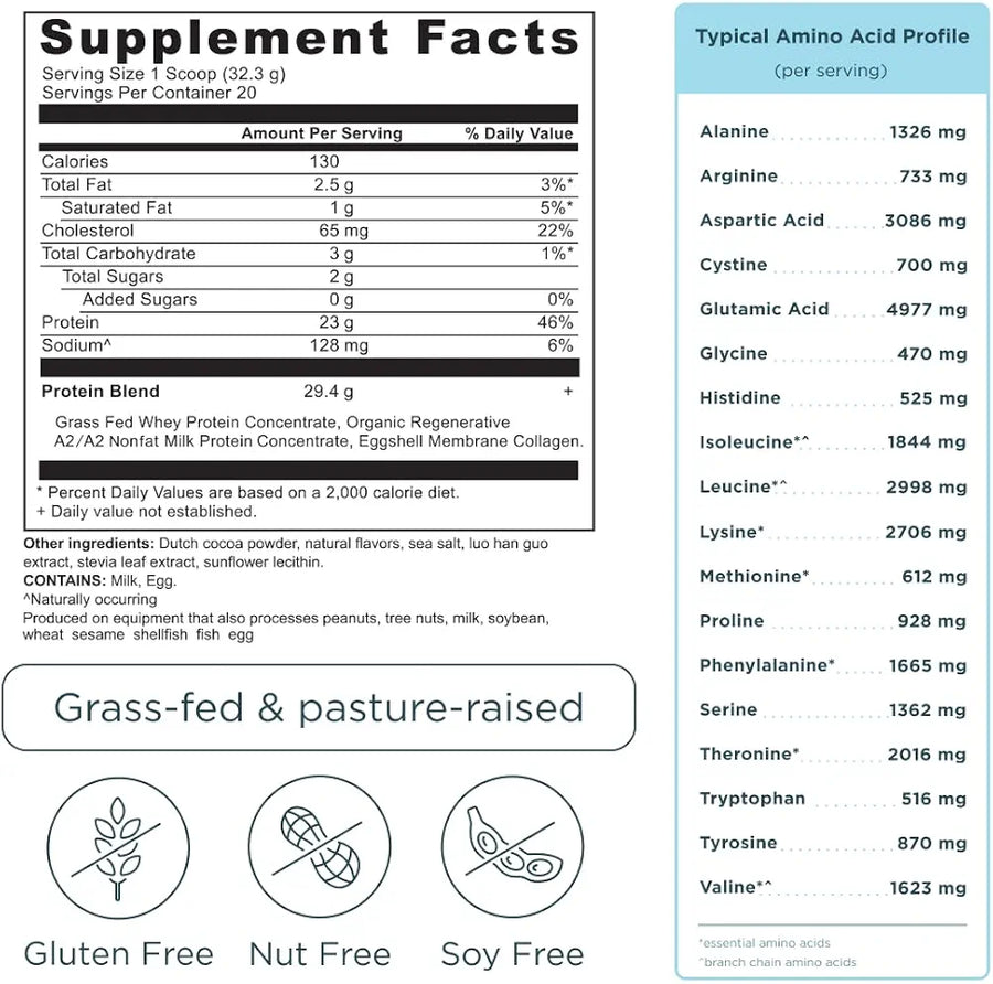 Ancient Nutrition Grass-fed Whey Protein Powder, Chocolate Peanut Butter, 18 Servings + Grass-fed Whey Protein Powder, Milk Chocolate, 20 Servings