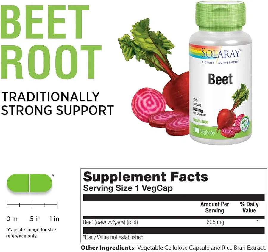 Solaray Beet Root 605mg Cardiovascular & Kidney Health, 100 VegCaps