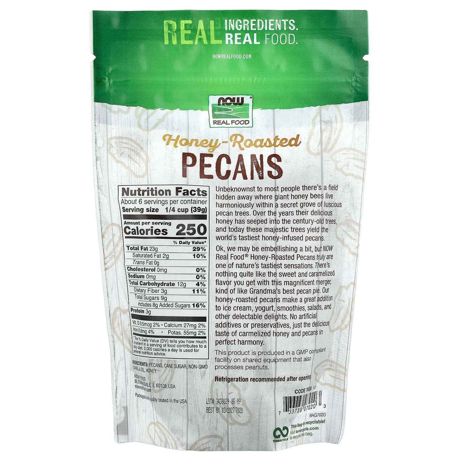 Now Foods Honey Roasted Pecans 8 oz Nuts