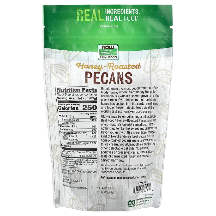 Now Foods Honey Roasted Pecans 8 oz Nuts