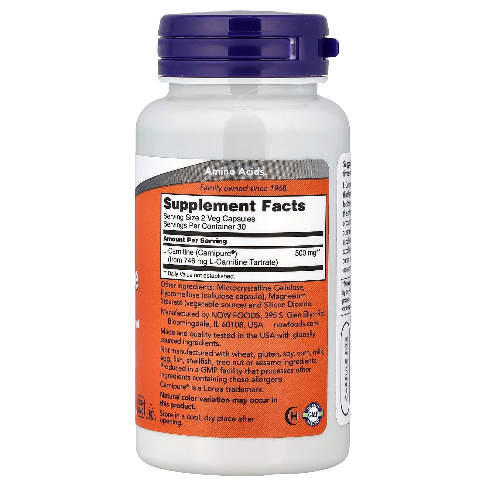 NOW Foods, L-Carnitine, 250 mg, 60 Veg Capsules