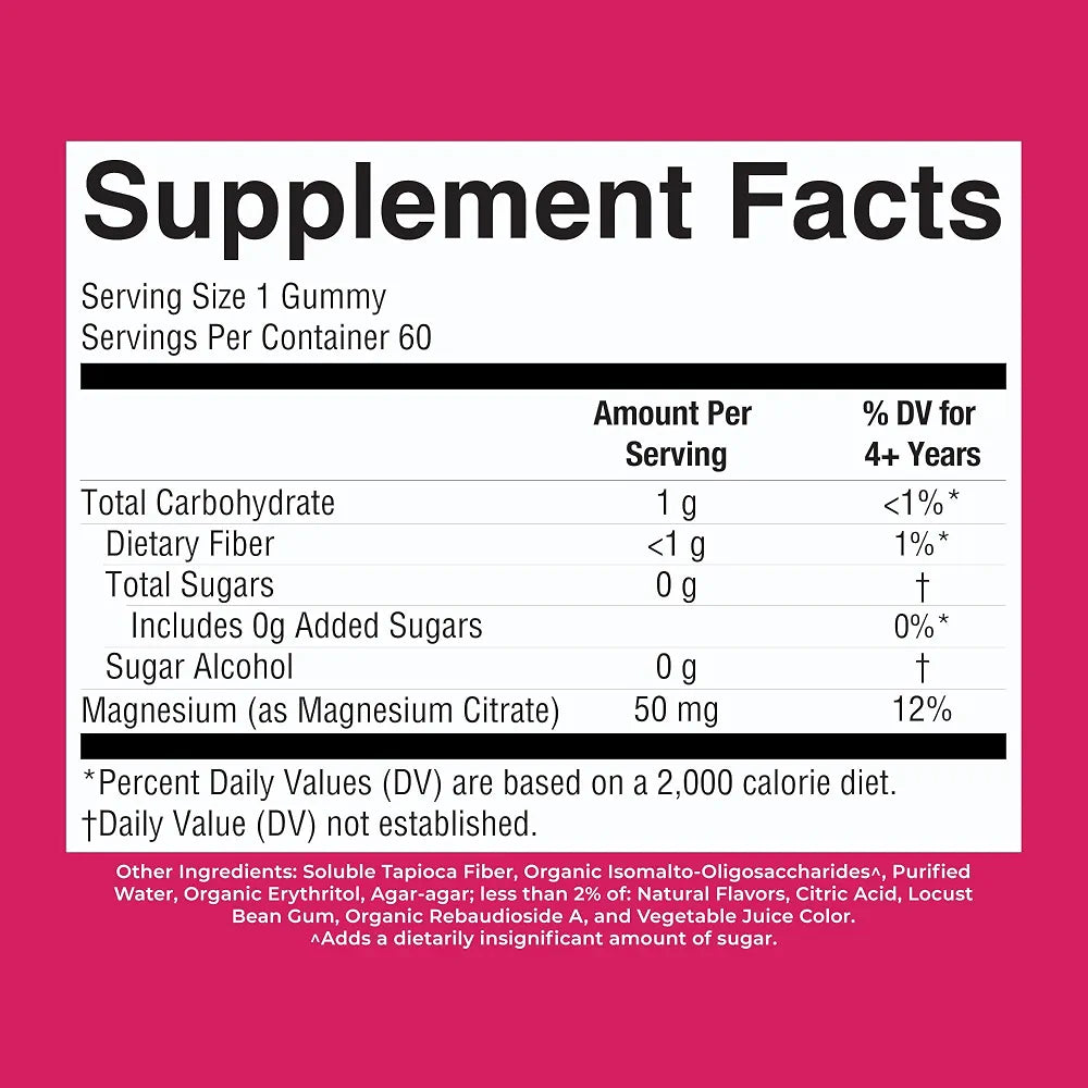 MaryRuth's Kids Magnesium Gummies | 50mg Magnesium Citrate Gummies for Kids 4+ | Bone Health | Calcium Absorption | Essential Mineral | Vegan | CLP Certified | Sugar Free | 60 Count | 2 Month Supply