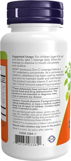 NOW Foods Supplements, Sambucus Zinc-C with Elderberry Concentrate and Vitamin C, 60 Lozenges