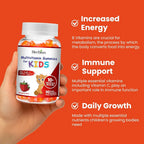 HERBION Naturals Multivitamin Gummies for Kids, Immune Support with Vitamin C, D3, B12, A, E & Zinc, Strawberry Flavor, Gluten Free, Vegan, Chewable Gummies for Vitality & Immunity, 90 CT, Pack of 1