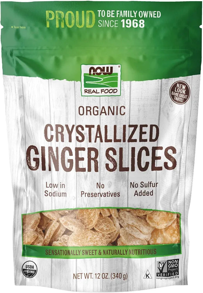 NOW Foods, Organic Crystallized Ginger Slices, Low-Sodium, Sulfur-Free, Preservative-Free and Non-GMO, 16-Ounce 