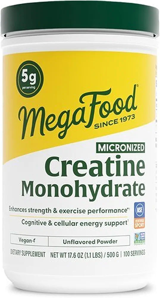 MegaFood Micronized Creatine Monohydrate Powder, Unflavored, 500 Grams