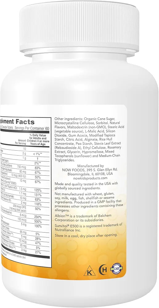 NOW Kids Supplements, Kid Vits Multivitamin, Berry Lemonade Flavor, 120 Chewable Tablets