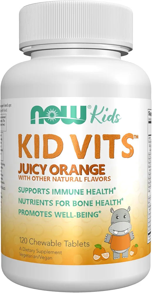 NOW Kids Supplements, Kid Vits Multivitamin, Juicy Orange, 120 Chewable Tablets