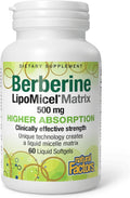 Natural Factors Berberine LipoMicel Matrix - Daily Supplement Supports Metabolic Health - Formula Supports General Health - Gluten-Free & Dairy-Free - 60 Liquid Softgels 