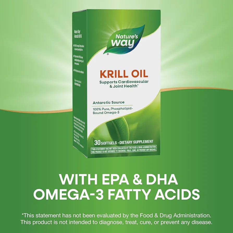 Nature's Way Krill Oil, Supports Cardiovascular and Joint Health*, 100% Pure Omega-3, 30 Softgels 
