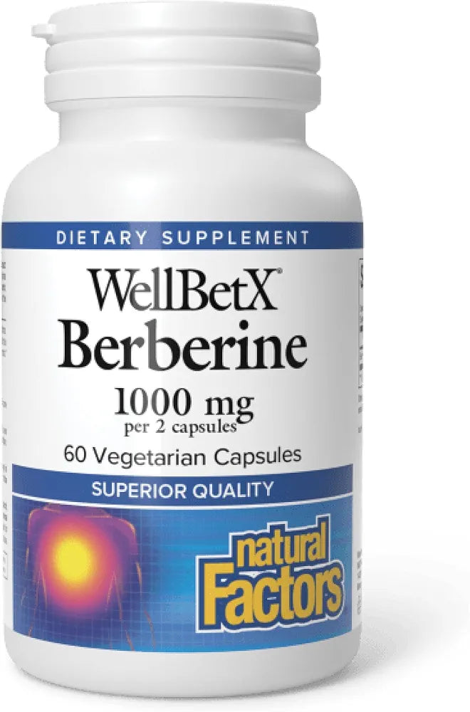 Natural Factors WellBetX Berberine - Daily Supplement Supports Metabolic Health - Formula Supports Healthy Heart - Gluten-Free & Vegan - 60 Vegetarian Capsules 