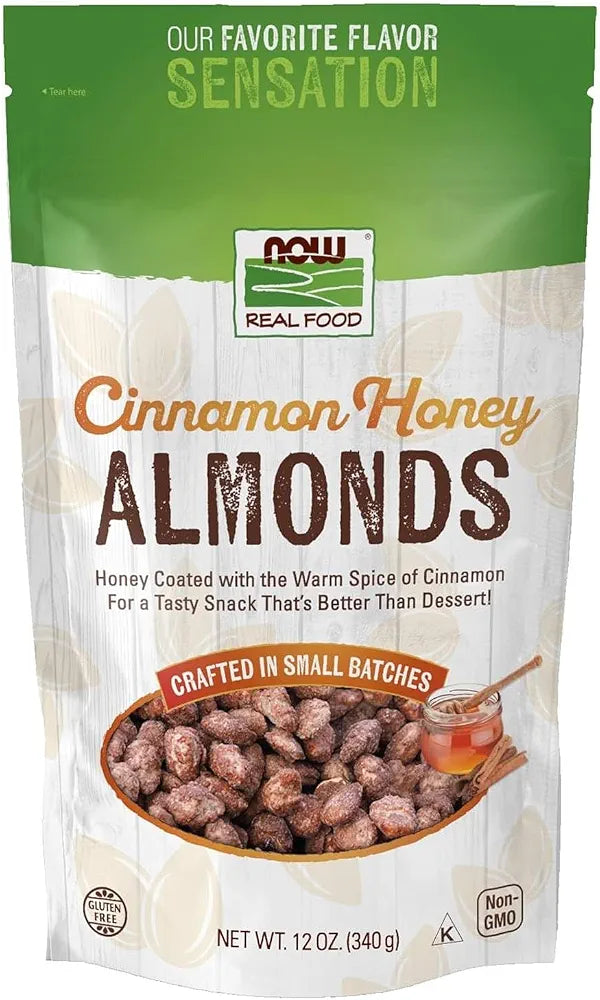 NOW Foods, Cinnamon Honey Coated Almonds, Crafted in Small Batches, 12-Ounce 