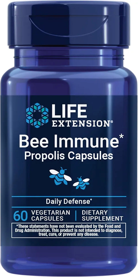 Life Extension® Bee Immune Propolis Capsules, Immune Support, Respiratory Health, bee Propolis, Gluten-Free, Non-GMO, Vegetarian, 60 Capsules