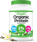 Orgain Organic Vegan Protein Powder, Vanilla Bean - 21g Plant Protein, 6g Prebiotic Fiber, No Lactose Ingredients, No Added Sugar, Non-GMO, for Shakes & Smoothies, 2.03 lb 