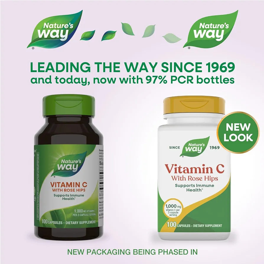Nature's Way Vitamin C-500 with Rose Hips, 100 Capsules