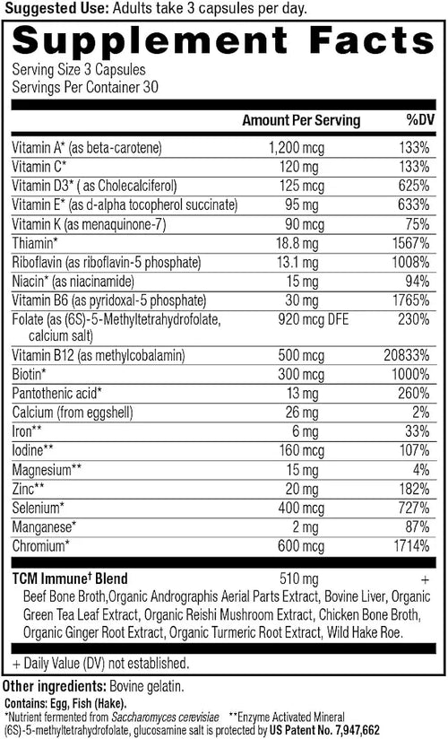 Ancient Nutrition Multivitamin for Immune Support, Immune, 21 Vitamins and Minerals with Vitamin D & C, Turmeric, Supports Immunity, Stress Relief and Heart Health, Keto Friendly, 90 Capsules