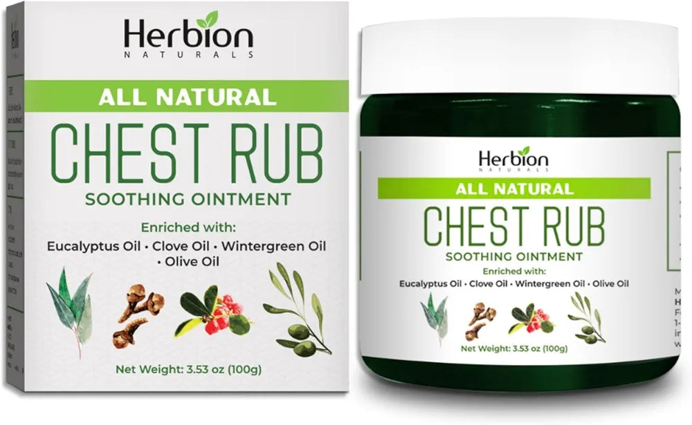 HERBION Naturals Chest Rub - Soothing Ointment with Soothing Vapors for Adults & Children 2+ - Relieves Cough, Cold, Nasal & Chest Congestion – Reduces Muscle & Joint Aches 