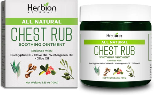 HERBION Naturals Chest Rub - Soothing Ointment with Soothing Vapors for Adults & Children 2+ - Relieves Cough, Cold, Nasal & Chest Congestion – Reduces Muscle & Joint Aches 