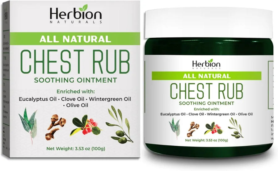 HERBION Naturals Chest Rub - Soothing Ointment with Soothing Vapors for Adults & Children 2+ - Relieves Cough, Cold, Nasal & Chest Congestion – Reduces Muscle & Joint Aches