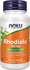 NOW Supplements, Rhodiola 500 mg, Helps Body Adapt to Stress of Daily Life*, Adaptogenic Herb*, 60 Veg Capsules