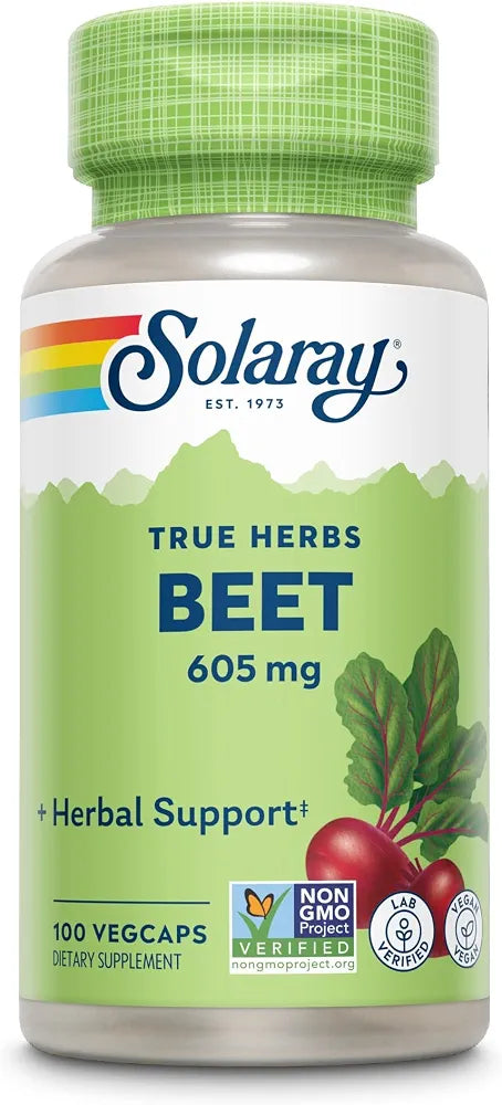 SOLARAY Beet Root 605mg | May Support Cardiovascular Health & Athletic Performance, Kidney, Liver & Blood Health | Non-GMO | Vegan | 100 VegCaps
