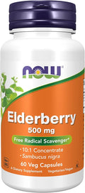 NOW Foods Supplements, Elderberry 500 mg, 10:1 Concentrate, 60 Veg Capsules