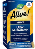 Nature's Way Alive! Men's Once Daily Ultra Potency Multivitamin Tablets, Complete High Potency Men's Daily Vitamin Promotes Heart & Muscle Function*, B-Vitamins, Zinc and Antioxidants, 60 Tablets