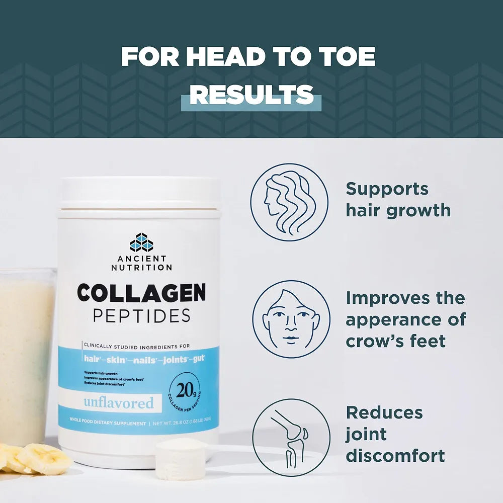 Ancient Nutrition Collagen Peptides Protein Powder, Unflavored, 14 Servings + Collagen Peptides Protein Powder, Unflavored, 28 Servings