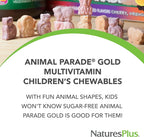 NaturesPlus Animal Parade Gold Multivitamin Children’s Chewables - Cherry Flavor - 60 Chewable Animal-Shaped Tablets - with Vitamin D3, K2 & Probiotics - 30 Servings