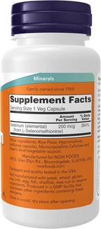 NOW Foods Supplements, Selenium  200 mcg, Essential Mineral*, 90 Veg Capsules