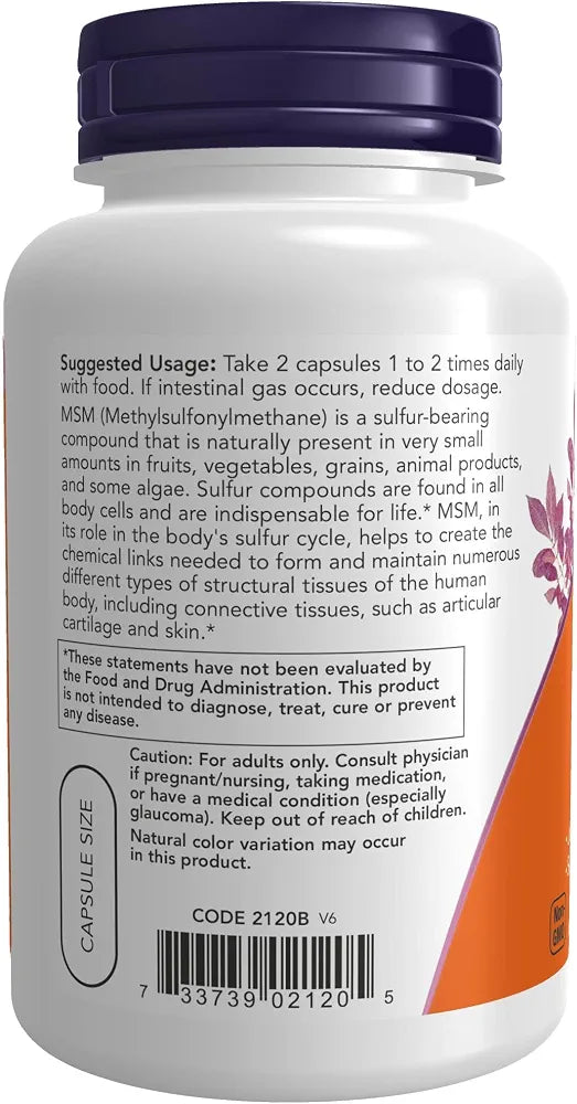 NOW Foods Supplements, MSM  1,000 mg, Joint Health*, 120 Veg Capsules