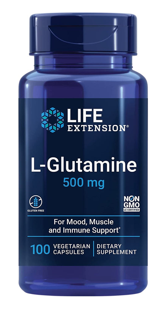 Life Extension L-Glutamine 500 mg, 100 Vegetarian Capsules