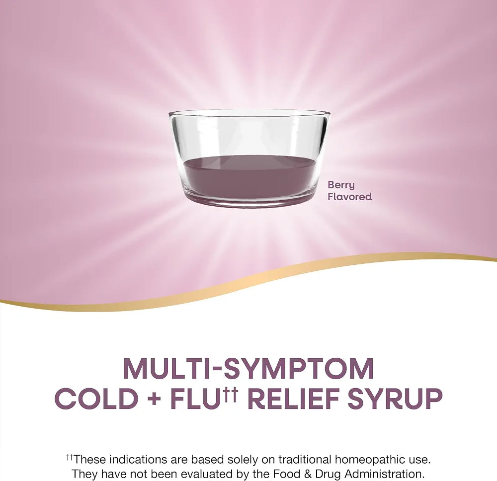 Nature's Way Umcka Cold and Flu Relief Syrup, Fever*, Sore Throat, Cough, Congestion, Body Aches*, Homeopathic, Phenylephrine Free, 0.05% Alcohol, Berry Flavored, 4 Fl Oz 