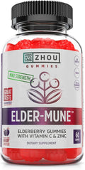ZHOU Elder-Mune Elderberry Gummies with Vitamin C and Zinc - 60 Gummies