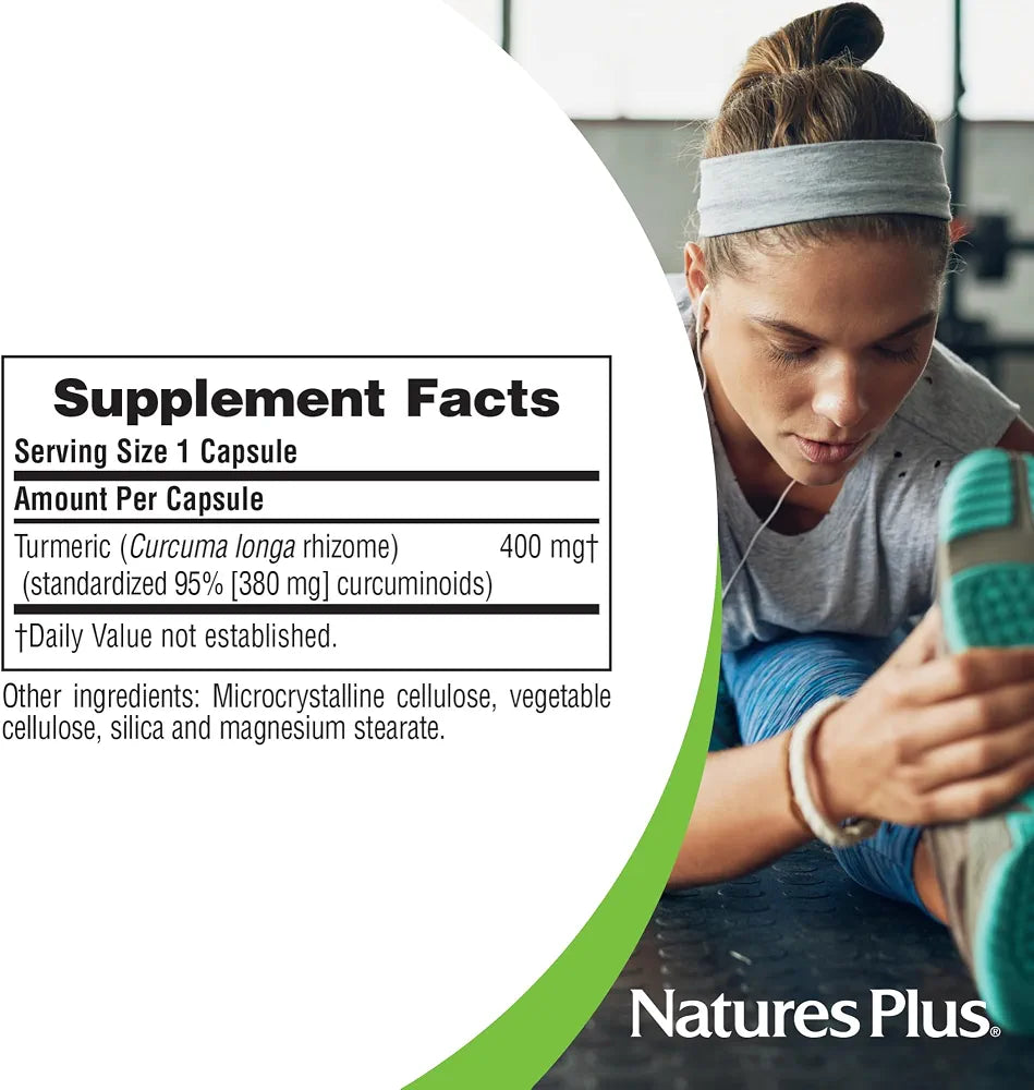 NaturesPlus Herbal Actives Turmeric - 60 Capsules - Non-GMO, Vegan, Gluten Free - 60 Servings