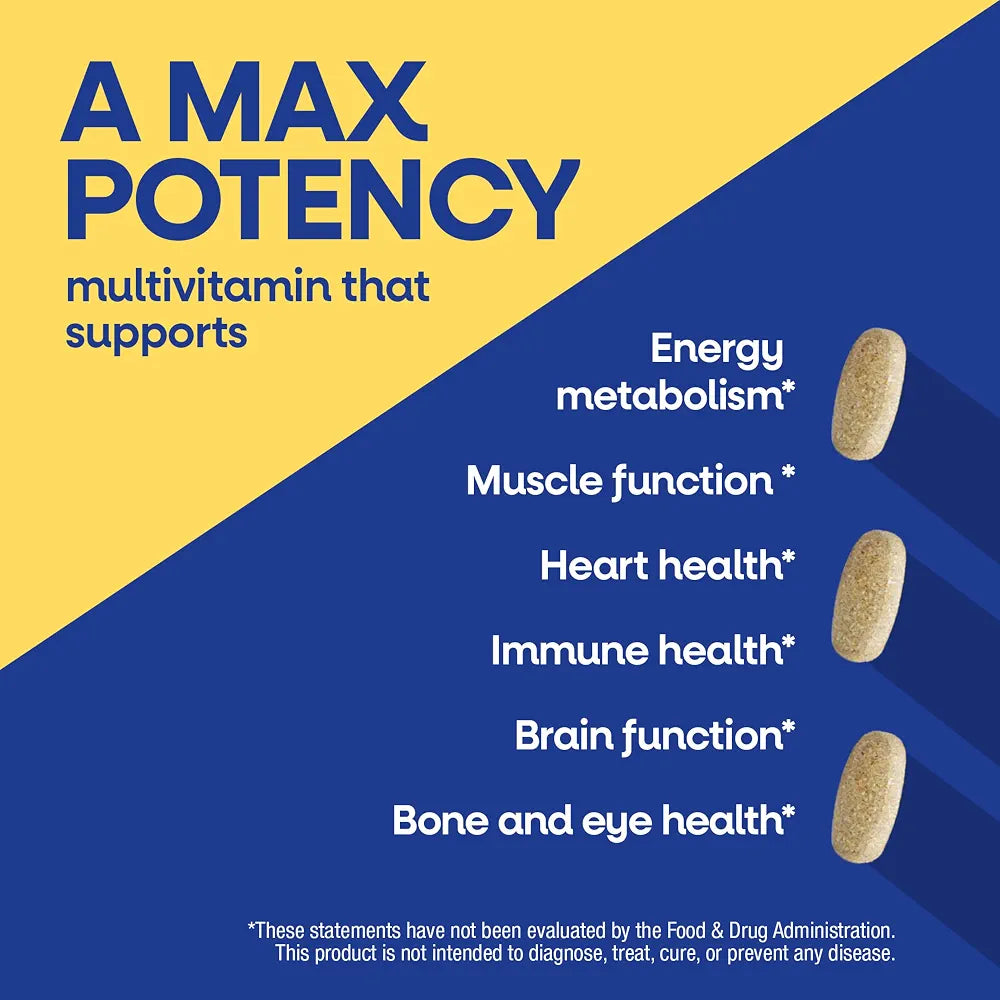 Nature's Way Alive! Men's Max3 Potency Daily Multivitamin, High Potency Multivitamin for Men with B-Vitamins for Cellular Energy*, Supports Heart, Muscle and Eye Health*, 90 Tablets