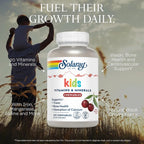 SOLARAY Kid's Vitamins & Minerals, Multivitamin for Kids - Bones, Vision, Heart Health Support w/Vitamin C, Vitamin D and B2, Iron - Gluten Free, 120 Black Cherry Chewables, 60 Servings
