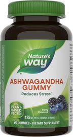 Nature's Way Ashwagandha Gummies, Reduce Stress with Adaptogenic Herb*, 125 mg Per 2-Gummy Serving, Berry Flavored, 90 Gummies 