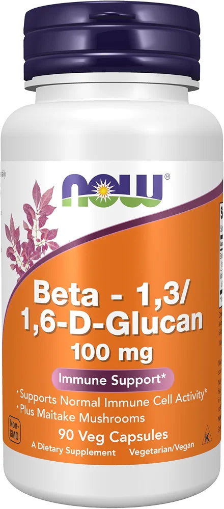 NOW Foods Beta-Glucan 100mg with Maitake Mushrooms, 90 Capsules