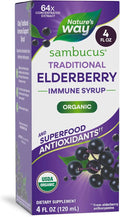 Nature's Way Sambucus Organic Traditional Elderberry Syrup, 4 Fl Oz