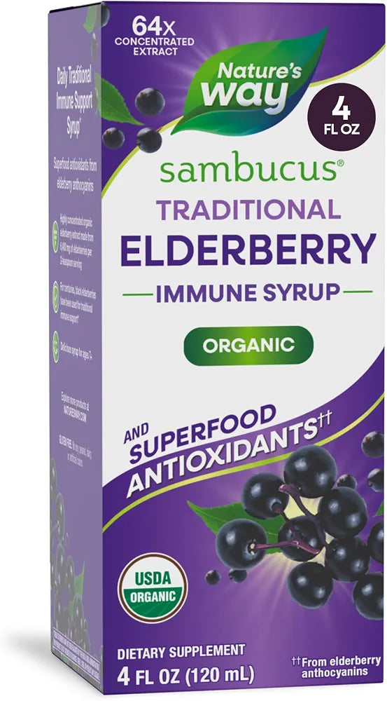 Nature's Way Sambucus Organic Elderberry Syrup, 4 fl oz