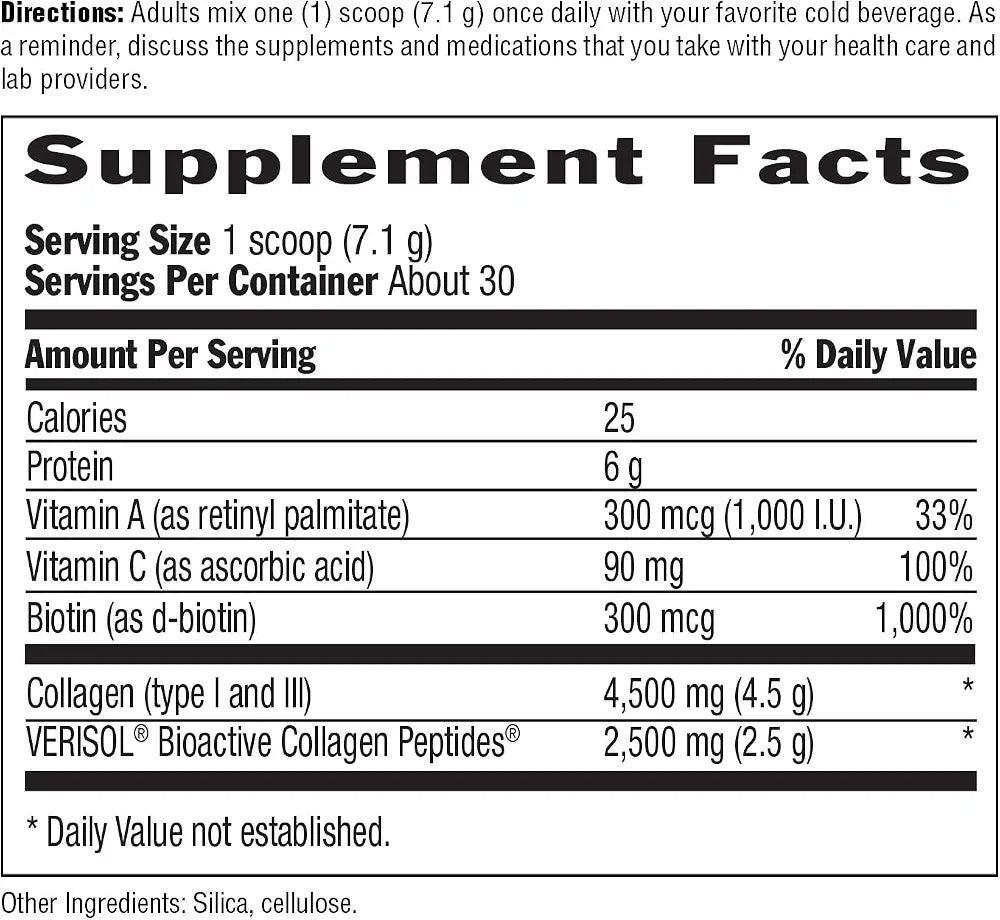 Country Life Maxi-Collagen 7000 Powder - Verisol Bioactive Collagen Peptides, Vitamin C, A & Biotin, 4,500 mg Types I & III Grass-Fed Collagen - Supports Skin, Hair, Nails & Joint Health, 7.5 oz