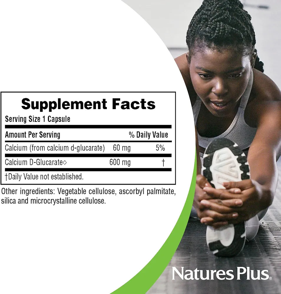 NaturesPlus PRO Calcium D-Glucarate  600 mg - 90 Capsules - Non-GMO, Vegan, Gluten Free, Soy Free - 90 Servings