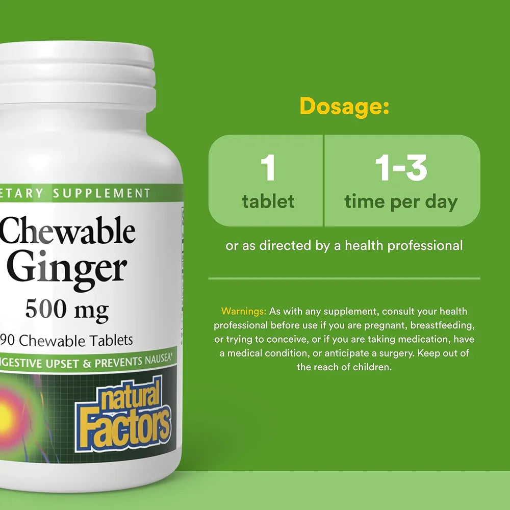 Natural Factors Chewable Ginger 500Mg, 90 CT