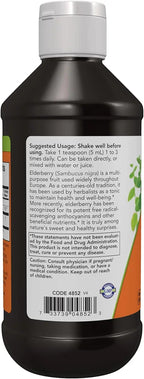 NOW Foods Supplements, Elderberry Liquid 500 mg, 10:1 Concentrate, Free Radical Scavenger*, 8-Ounce
