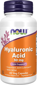 NOW Supplements, Hyaluronic Acid 50 mg with MSM, Joint Support*, 60 Veg Capsules