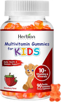 HERBION Naturals Multivitamin Gummies for Kids, Immune Support with Vitamin C, D3, B12, A, E & Zinc, Strawberry Flavor, Gluten Free, Vegan, Chewable Gummies for Vitality & Immunity, 90 CT, Pack of 1