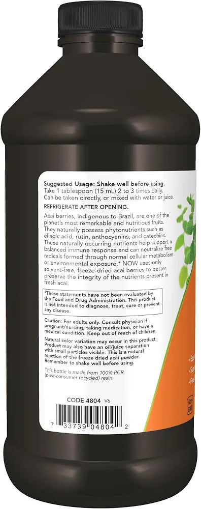 NOW Supplements, Acai Liquid, Supports Healthy Immune System Response*, Super Fruit Concentrate, 16-Ounce