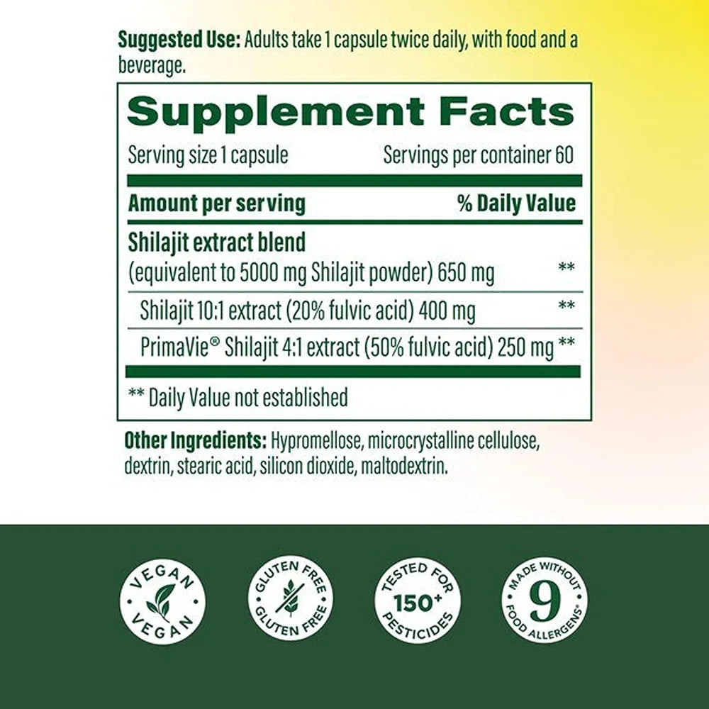 MegaFood Shilajit with Fulvic Acid - Shilajit for Men & Women - May Help Support Healthy Testosterone Levels, Muscle Strength & Energy Levels - Vegan, Gluten Free, 60 Capsules, 30 Day Supply