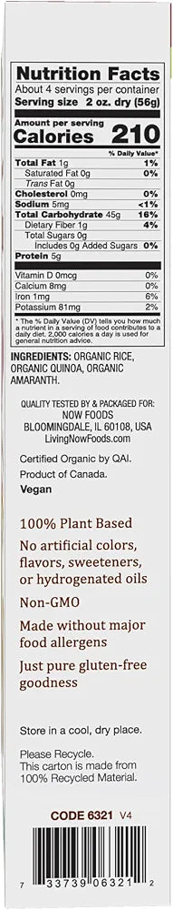 NOW Foods, Organic Quinoa Macaroni, Gluten-Free, Corn-Free, Non-GMO Elbow Pasta, 8-Ounce